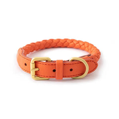 Stylish Woven Leather Dog Collar.