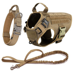 Full K9 Tactical Set - Collar - Lead - Harness - Molle Pouches.