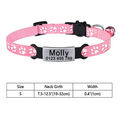 Nylon Cat Collar – with Engraved ID Tag.