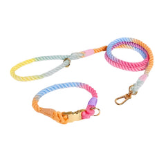 Colourful Woven Rope Dog Lead & Collar Set.