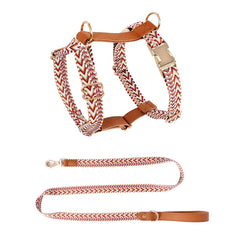 Luxury Leather Dog Harness, Collar Leash Set,.