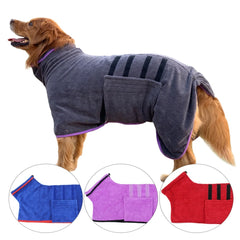 Microfiber Dog Bathrobe - Quick Drying Robe Towel for Dogs.