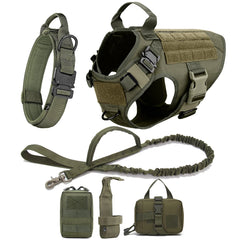 Full K9 Tactical Set - Collar - Lead - Harness - Molle Pouches.