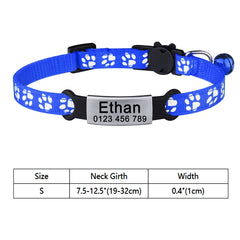 Nylon Cat Collar – with Engraved ID Tag.