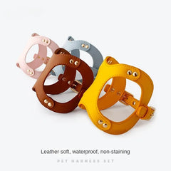 Luxury Leather Pet Harness with PU Leather Lead.