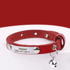 Personalised Engraved ID  Leather Cat Collar.