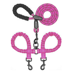 Heavy-Duty Double Dog Leash with Bungee: Ultimate Control.