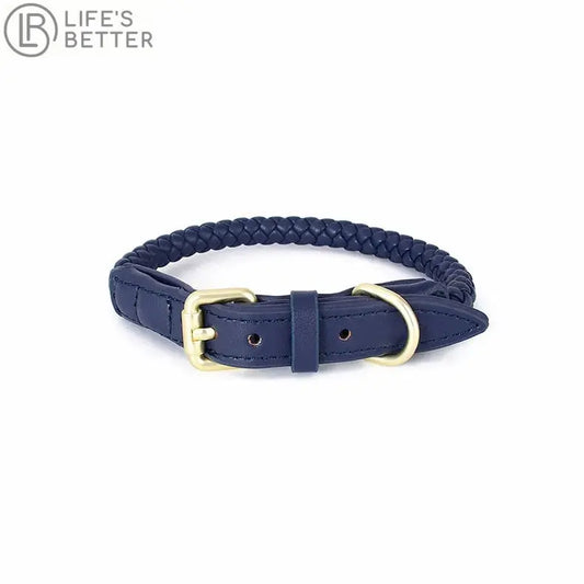 Stylish Woven Leather Dog Collar.