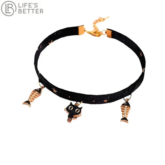 Velvet Bronzing Star Adjustable Cat Collar - Necklace.