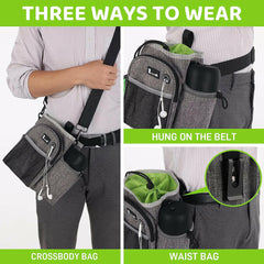 XL Dog Walking Bag with Water Bottle Holder, Waterproof Dog Treat Pouch.