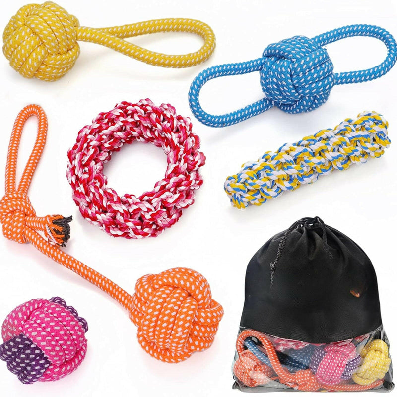 Premium 6 Piece Dog Rope Knot Dog Chew Bundle Toy Set.