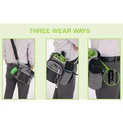 XL Dog Walking Bag with Water Bottle Holder, Waterproof Dog Treat Pouch.