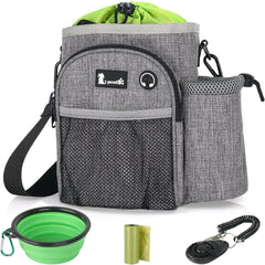 XL Dog Walking Bag with Water Bottle Holder, Waterproof Dog Treat Pouch.